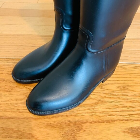 TORY BURCH Black Rain Riding Boots Boots AIGLE Women’s Size 7 B - Picture 7 of 16
